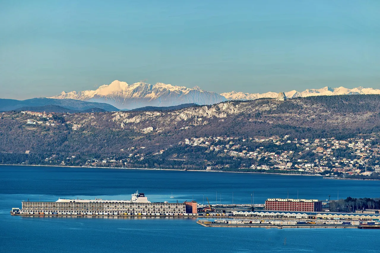 sea, port, mountains, village, winter, city, trieste, nature, italy